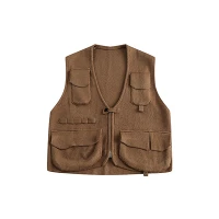 Poj niam Sleeveless Cardigan Sweater Vest