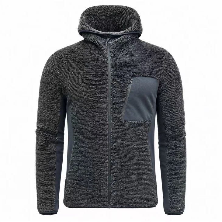 Txiv neej Ob-Tone High-Pile Sab nraum zoov Hooded Jacket